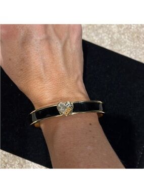 Vera Bradley Black Enamel Gold-Tone Bangle with Heart Charm